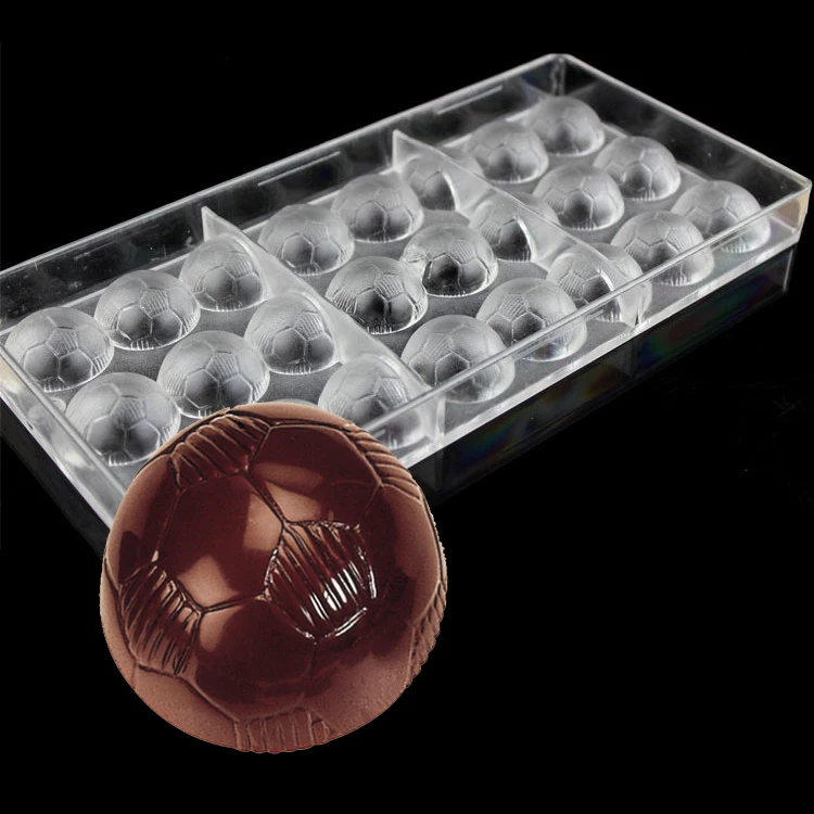 Clear 3 D Diy Plastic Football Shaped Candy Molds Polycarbonate Chocolate Mold Tray PC Pudding Mould  Soccer Mold