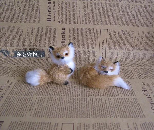 

a pair of mini simulation fox toy handicraft lifelike cute fox doll gift about