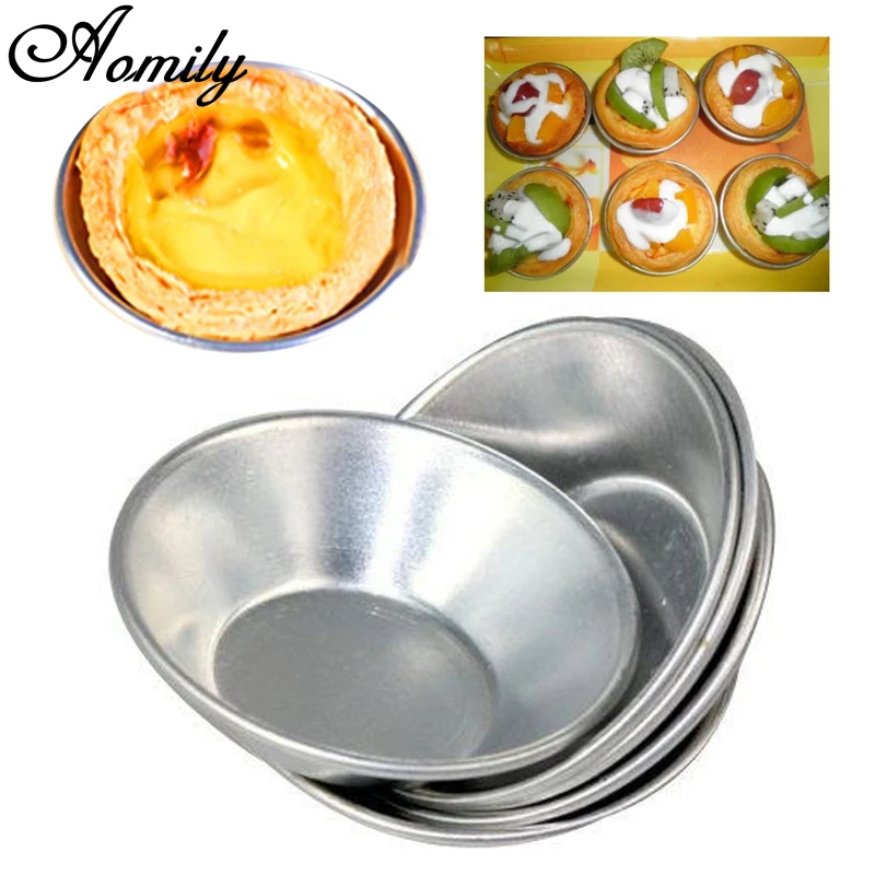 Aomily 6pcs/Set Silver Eggs Tarts Mold Mini Homemade Pie Quiche Baking Pan Cookies Pudding Mould DIY Baking Aluminum Alloy Tools