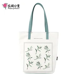 Flower Princess Women Canvas Shoulder Bag 13 inch Laptop Woke Bag Large Capacity Girls Tote Bags Woman Lightweight Handbags