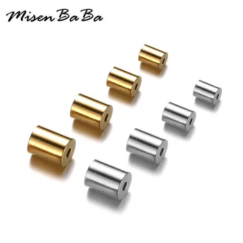 100pcs/lot 4mm 6mm 8mm Stainless Steel Cord Beads Tassel Caps Jewelry Making Accessories Tube Rope Pipe Connectors Findings