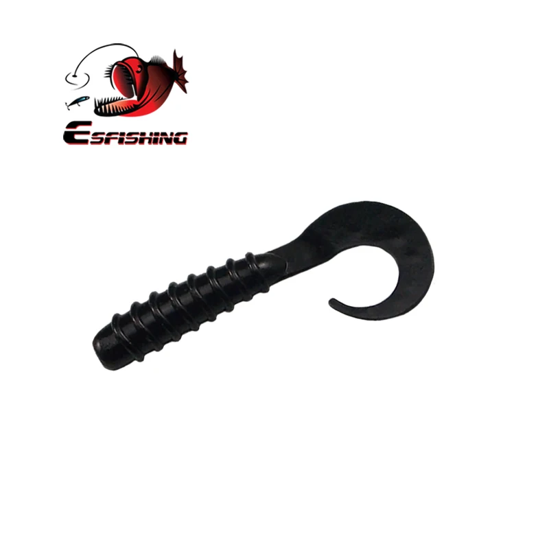ESFISHING Soft Plastics bait Coil Sigle Tail Grub 55m 10pcs Artificial Silicone Bait Pesca Carp Fishing Lure Tackle