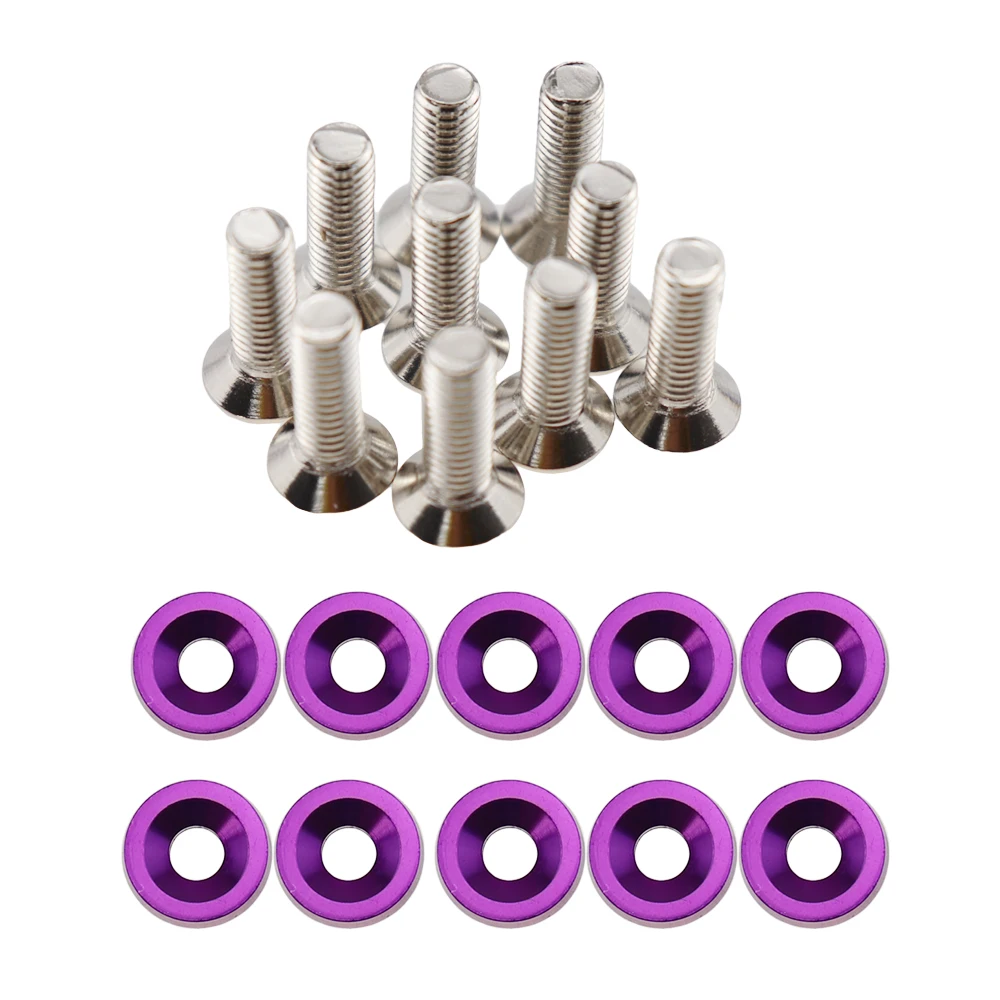 10pcs/set JDM Style Washer Nut License Plate Bolts Fender Flare Stickers M6x20 Universal Auto Car Styling Tuning Modification