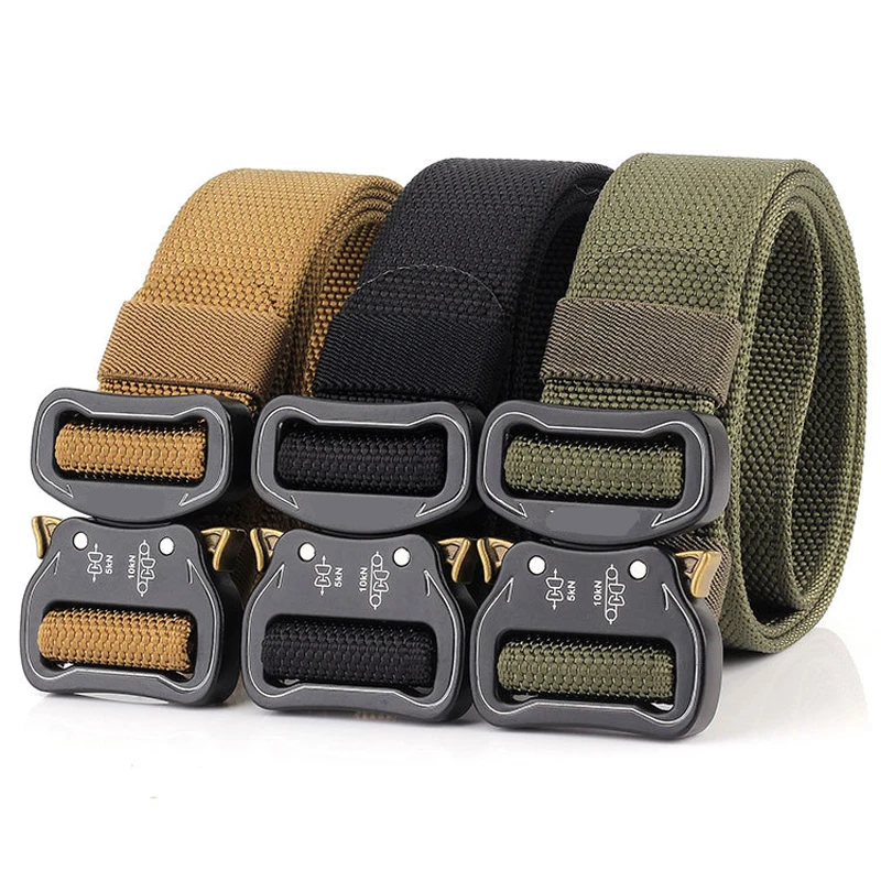 Military Tactical Quick Metal Buckle Belt 1000d Oxford Wear Resistant Outdoor Fighting Molle Nylon Versatile Belt 5 Colors