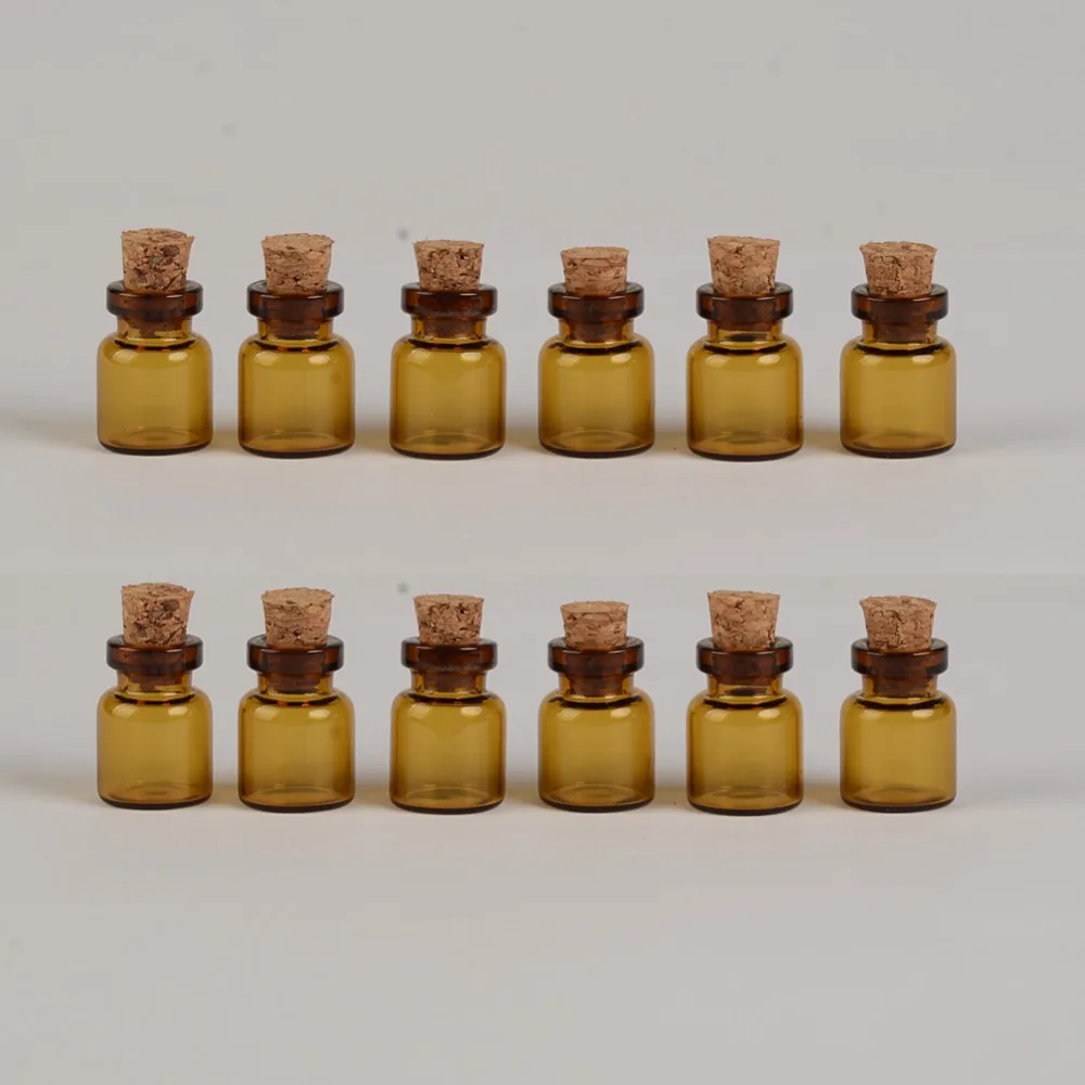 

Mini Brown Glass Bottles with Cork, Empty Tiny Glass Vials Jars, Small Gift Bottle, 13*18*6mm, 0.6mL, 100 PCs/Lot