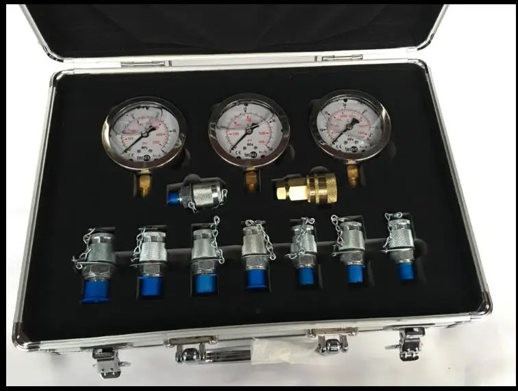 1 set Portable hydraulic test gauge mechanical digger pressure test watch hydraulic test box