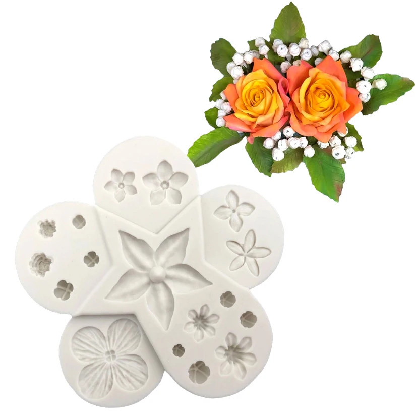 Flowers leaves Silicone Fondant Cake Decorating Tools Sugarcraft Clay Mold Cookie Cupcake Chocolate Baking Molds