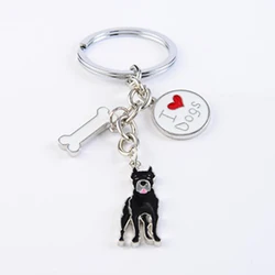 Cane Corso dog key chains for men women silver color metal alloy dog pendant bag charm car keychain key ring holder trinket