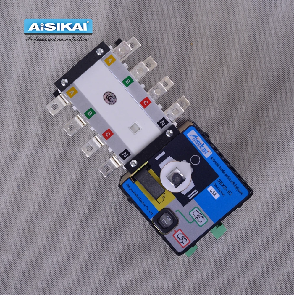 Imagem -03 - Aisikai-placa de Painel Elétrico 63a 4p Controle Ats Interruptor de Transferência Automática de Energia Dupla 220v 380v Gerador Diesel Fases