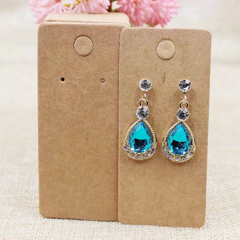 100pcs 4*9cm kraft/black /hot pink/white paper blank jewelry display card cardboard earring package hang tag card