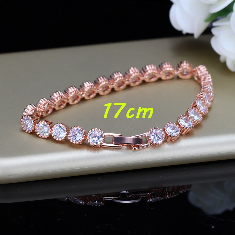 BeaQueen Brand Round Cubic Zirconia Stone Tennis Bracelets Bangles Luxury Yellow Gold Color Women Jewelry for Gift B052