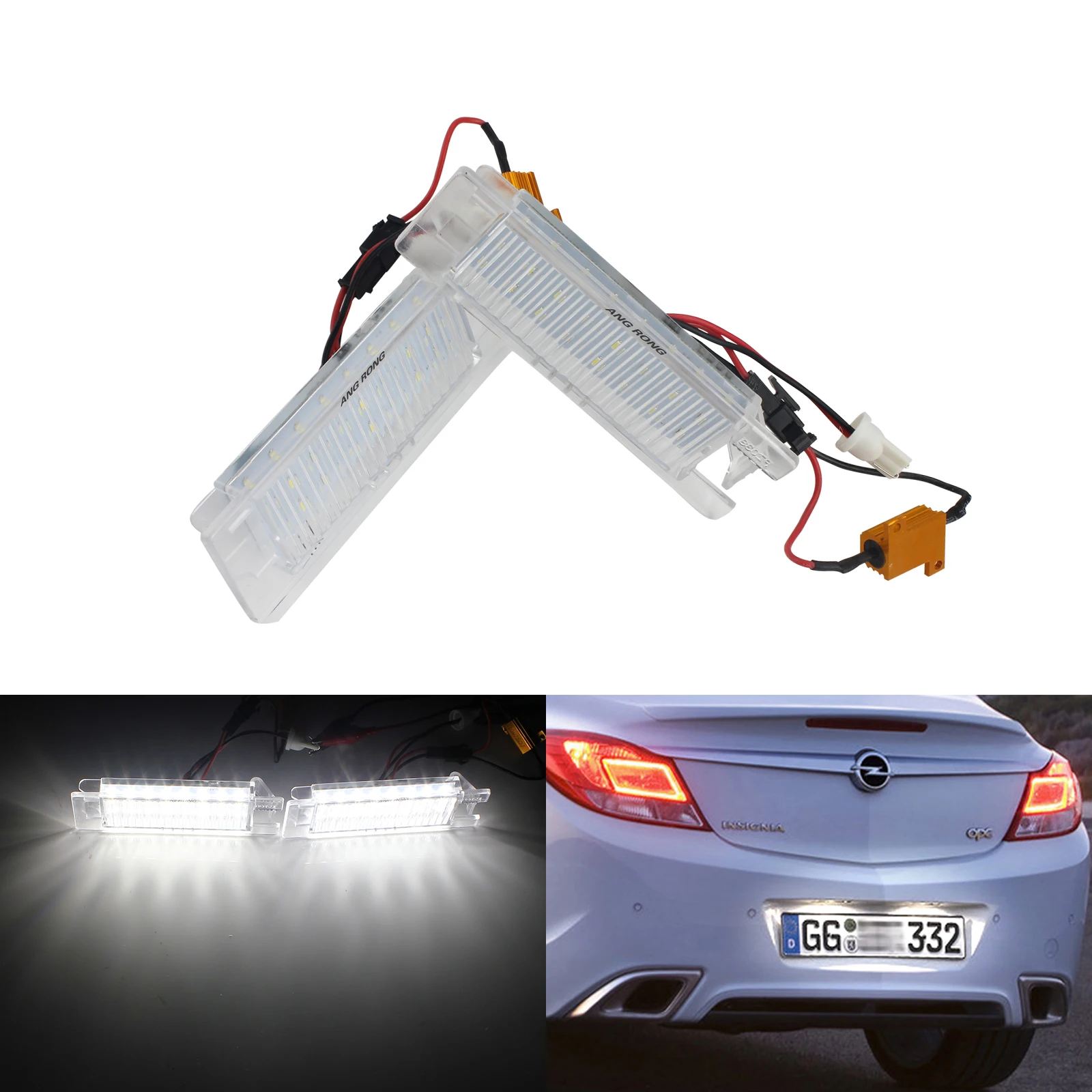 ANGRONG Licence Number Plate LED Light Canbus For Adam Cascada Meriva Zafira B  For Vauxhall Opel