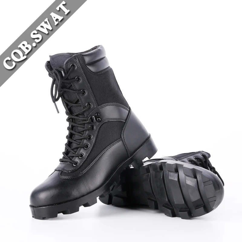 CQB.SWAT Spring Breathable Men Panama Rubber Sole Black Outdoor Work Boots Black Combat Tactical Jungle Boots with Zip