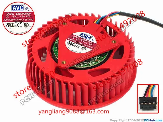 

AVC BASA0725R2U P001 DC 12V 1.2A 4-Wire 75X75X25mm Server Cooling Fan