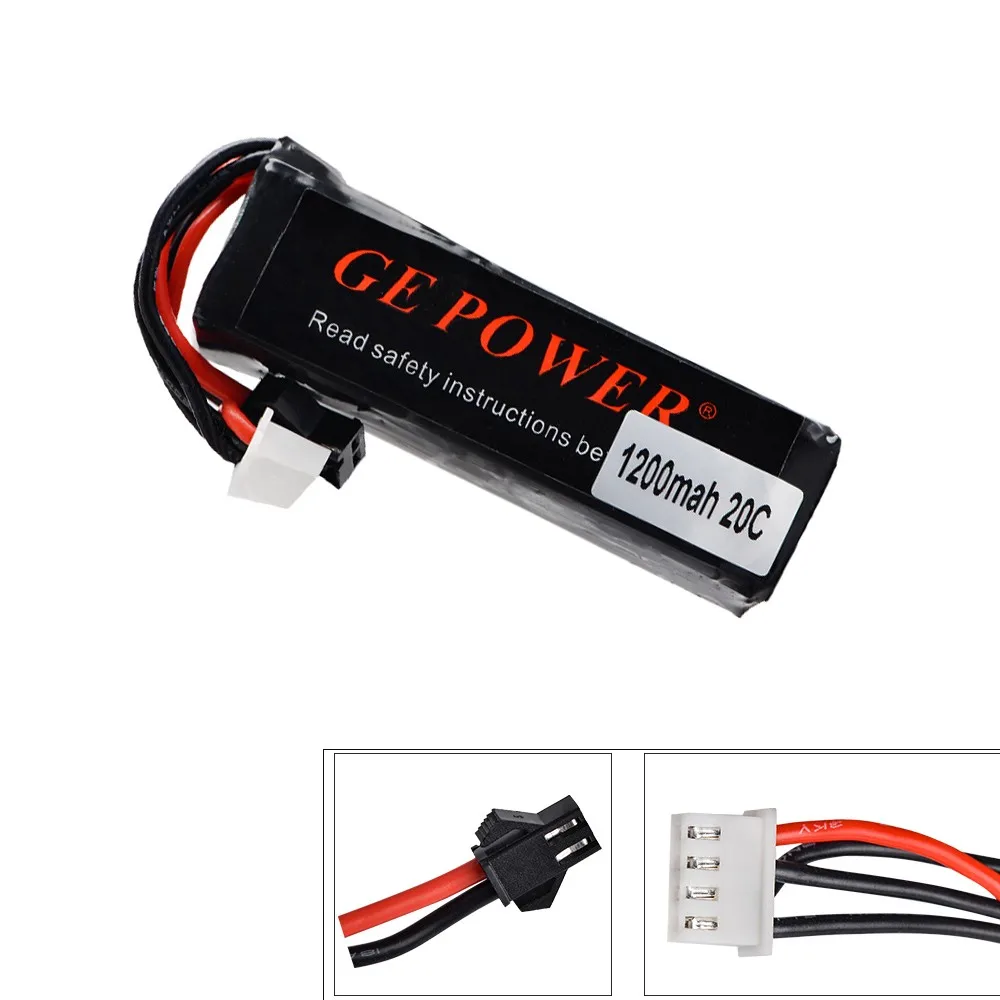 

GE Power RC Lipo battery 7.4V 11.1V 1200MAH 20C 3S Battery for Mini Airsoft HK416 Gun Battery