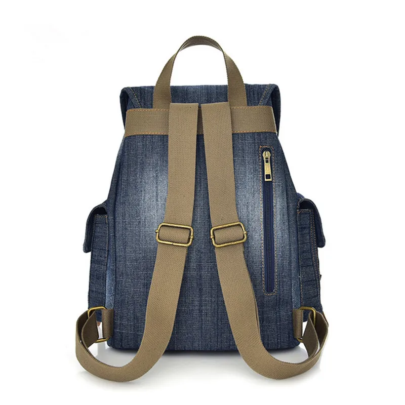 Denim Rucksack Frauen Mochilas Daypack Damen Casual Vintage Reisetasche Mädchen Schultaschen Anti-Diebstahl Rucksack für Frau