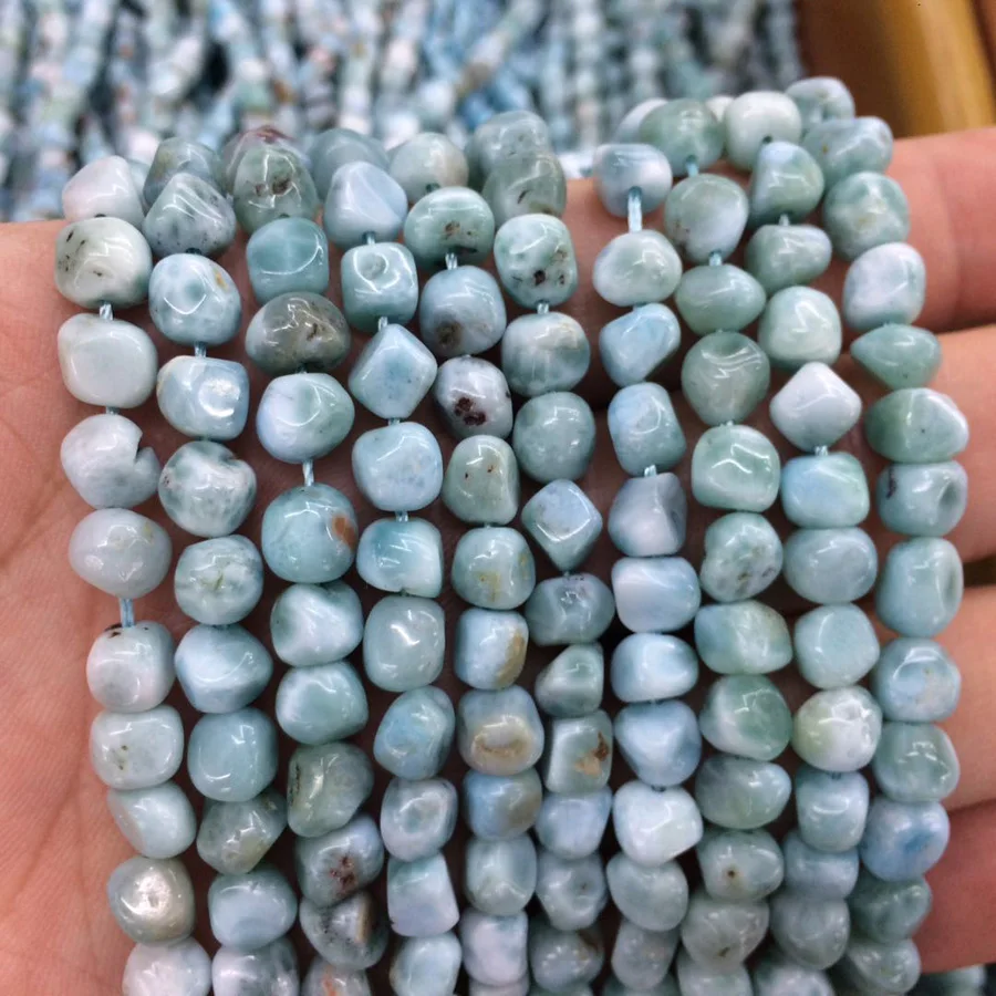 5-6mm freeform larimar beads natural stone beads DIY loose beads for jewelry making strand 15\