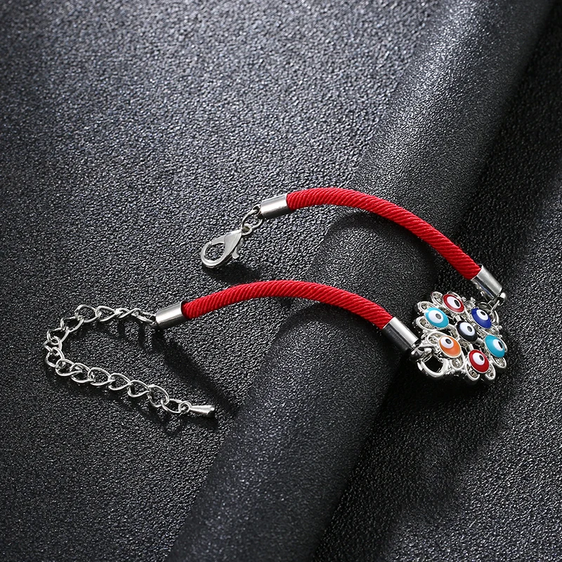 Exquisite Lucky Turkish Blue Evil Eye Charm Bracelet Silver Color Thin Red Rope Thread String Bracelets For Couples Lovers