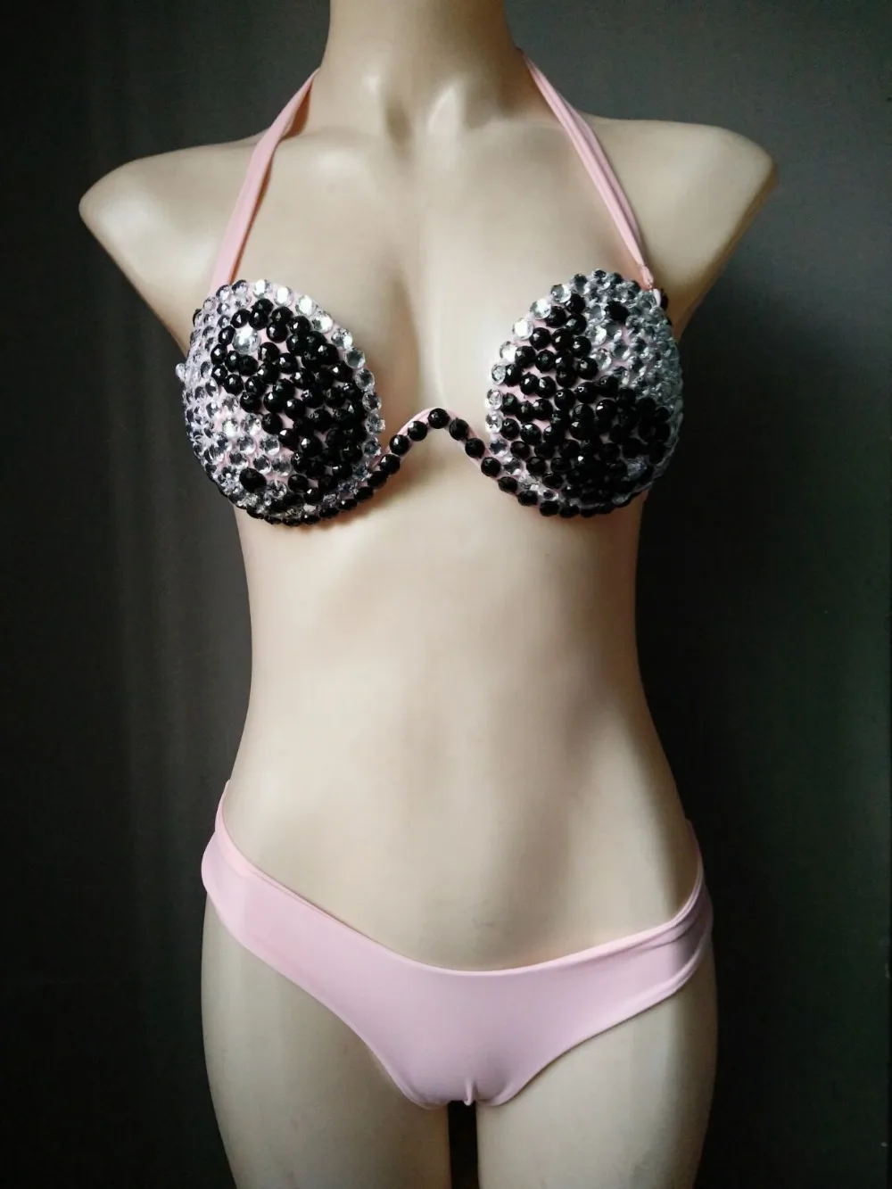 2018 venus vacation black and white diamond bikini set sexy swimwear rhinestone bathing suit beachwear women biquini swimsuit