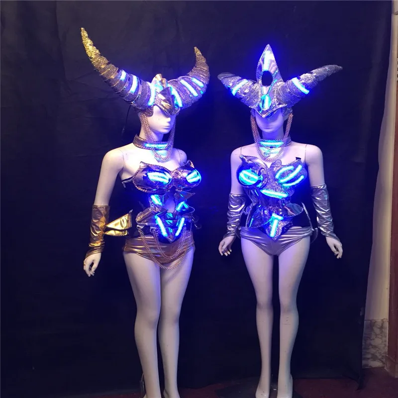 

KS08 Ballroom dance led costumes luminous stage mirror dress clothe robot bodysuit sexy 12 constellations catwalk outfits bar dj