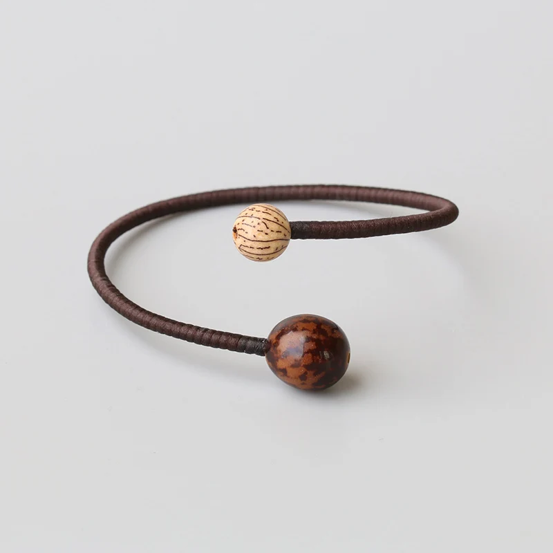 Tibetan Buddhism Bodhi Handmade Rope Braided Simple Special Wooden Bracelet Bangle Yoga Amulet Bracelet for Men and Women