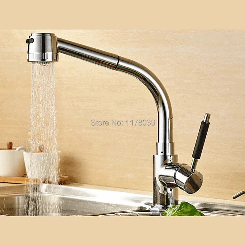 Multi-function pull-out kitchen faucet,kitchen Stretching hot and cold mixer tap,brass single hole rotating sink faucet,J16961