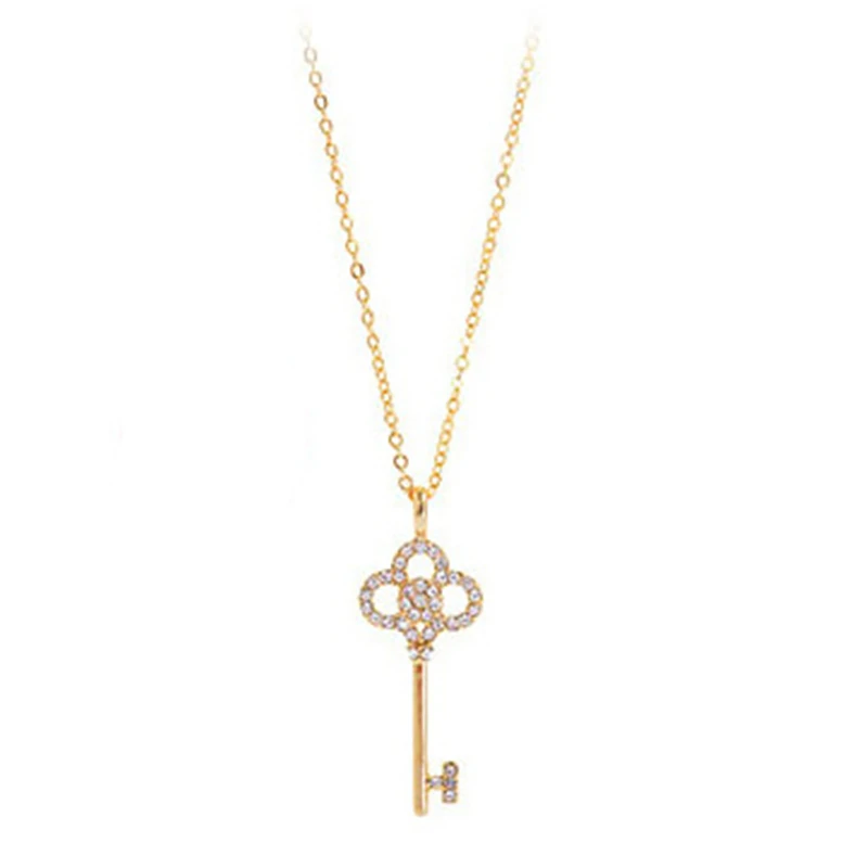 New Wholesale Fashion Hollow Crystal Rhinestone Key Chain Clavicle Womens Pendant Necklace For Women Jewelry