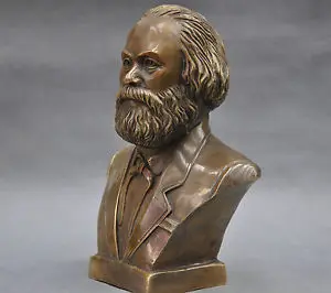 

Chinese Old 7'' German Great Communist Carl Marx Bust BRASS Statue Walking Stick Head decoration brass factory outlets