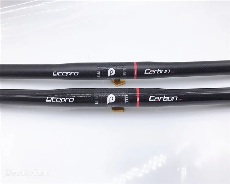 Litepro Bicycle Carbon Fiber Handlebar 25.4 mm * 580 mm Ultralight Horizontal Handlebar Folding Bike Part Cycling