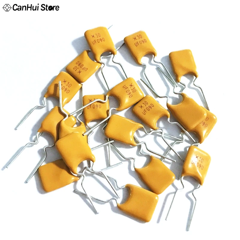 10PCS/lot Self Recovery Fuse RUEF090 UF090 30V 0.9A PPTC X30 UF090 DIP Resettable Fuse 0.9A 30V PTC Resettable Fuses