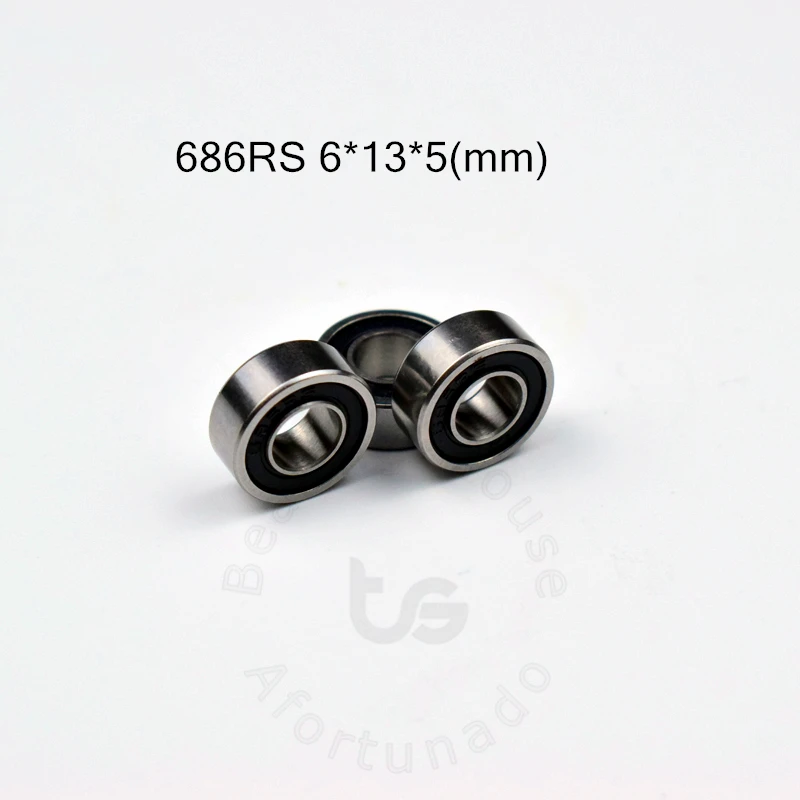 Łożysko 10 sztuk 686RS 6 * 13 * 5 (mm) stal chromowana guma Uszczelnione części sprzętu mechanicznego o dużej prędkości