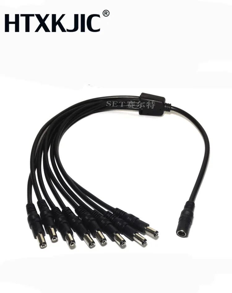 3 قطعة 8 قناة DC الطاقة 5.5x2.1 مللي متر Spliter 1 الإناث إلى 8 الذكور للكاميرا CCTV