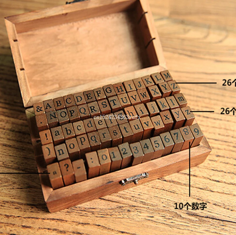 20Sets Alphabet Wood Stamps Vintage Wooden Uppercase Alphabet Letters Rubber Stamps Seal Set