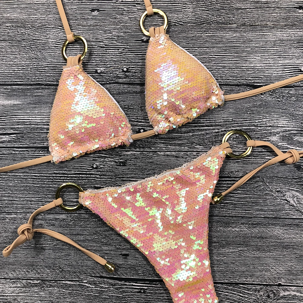 Chắc Chắn Bikini Đồ Bơi Gợi Cảm Dây Đồ Bơi Áo Tắm Nữ Bling Đầm Bikini Bộ Mặc Đi Biển Dropshipping Monokini Lấp Lánh