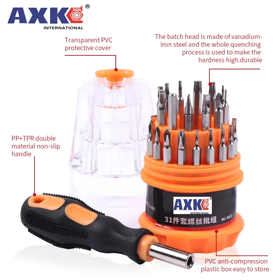 AXK 35 in 1 Screwdriver Set Home Useful Multi Tool Multi-Bit Tools Repair Torx Screw Driver Screwdrivers Kit Hand Tools