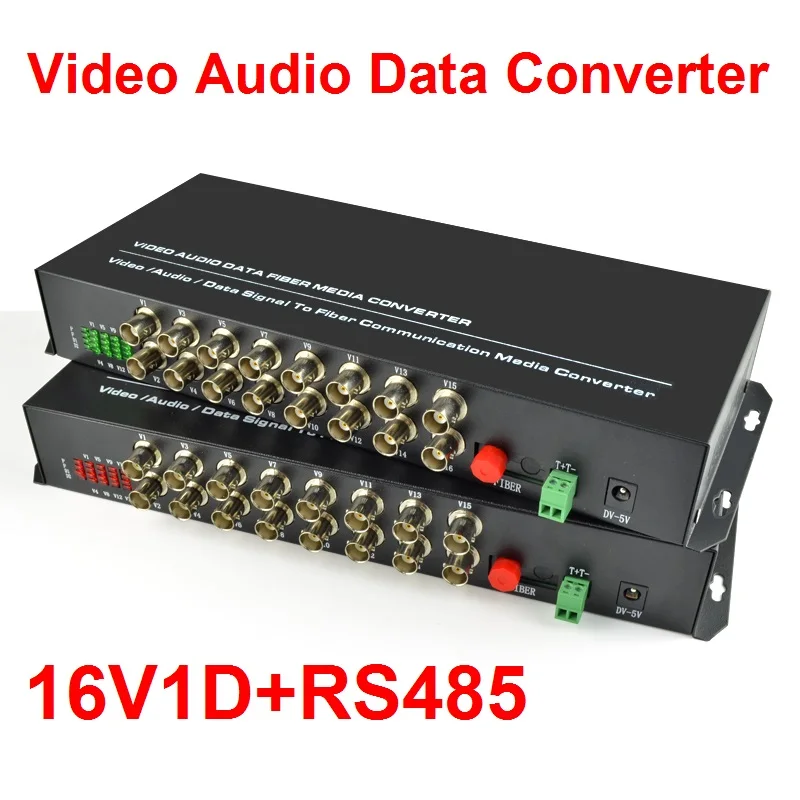 

1 Pair 2 Pieces/lot 16 Channel Video Optical Converter 1V1D Fiber Optic Video Optical Transmitter & Receiver 1CH +RS485 Data