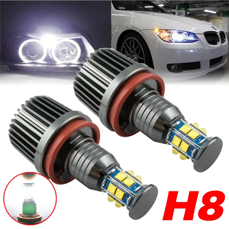 1pair 240W H8 LED Angel Eyes Marker Light Bulb for BMW 1 3 5 Series E92 White