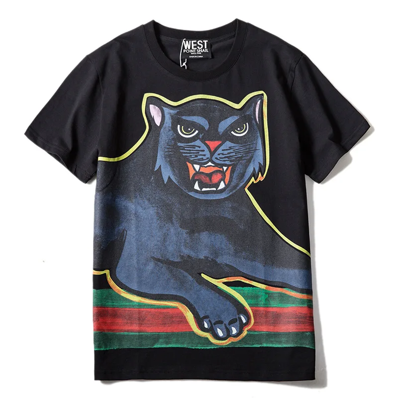 

New 2019 Men Novelty Black panther Striped T Shirts T-Shirt Hip Hop Skateboard Street Cotton T-Shirts Tee Top Kenye #018