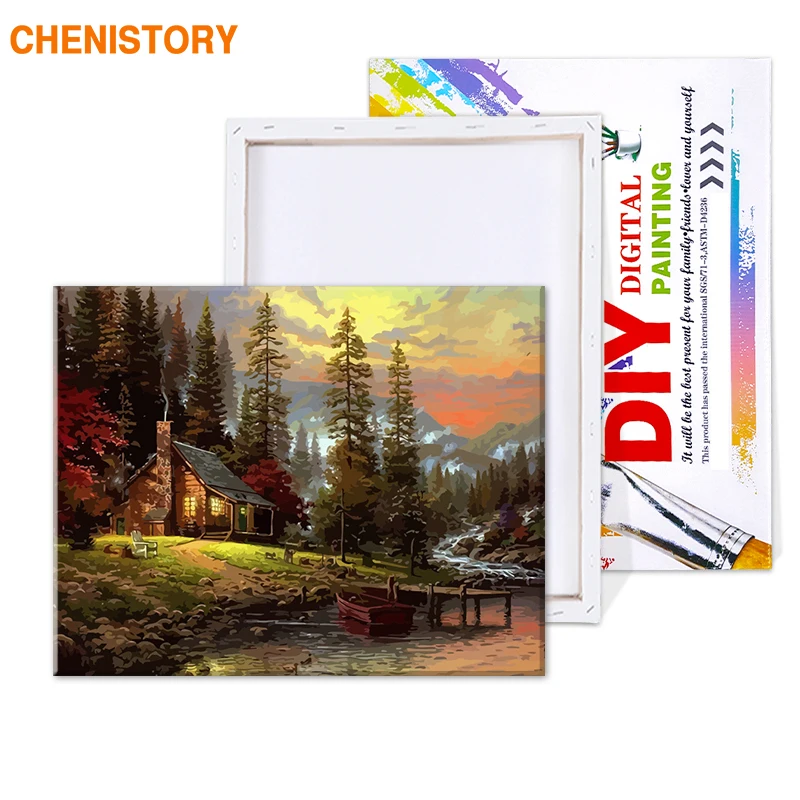 CHENISTORY DIY Painting By Numbers Home Decor Hand Painted Landscape Canvas Painting Unique Wall Art Picture 40*50cm Countryside