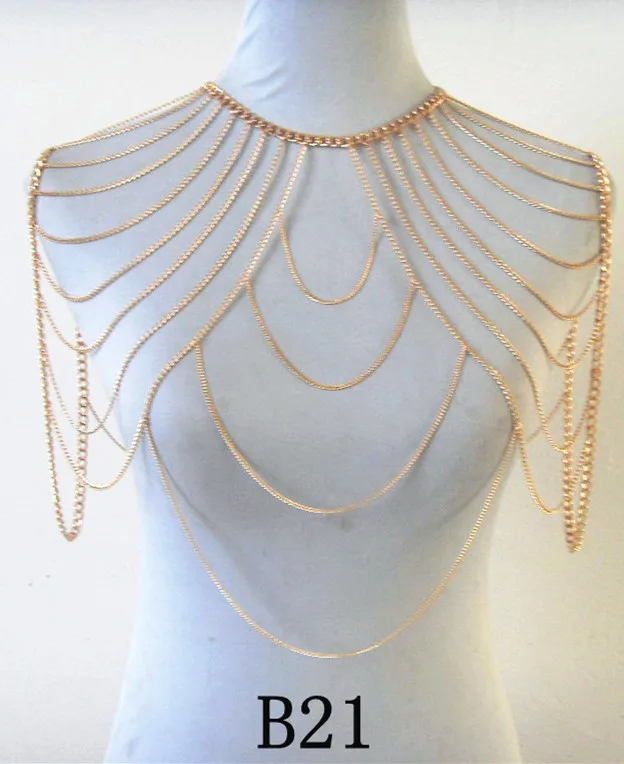 จัดส่งฟรีสไตล์ A36 โซ่สีทองไหล่คู่เครื่องประดับ 3 สี