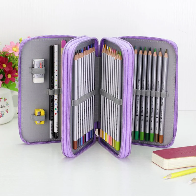 36/48/72 Holes Pencil Case for Drawing Painting Art Marker Pens Multifunction Large Capacity School Stationery Bag Pouch Supply