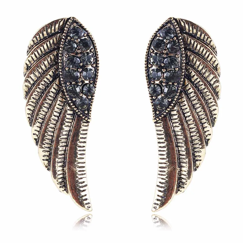 YaYi Gray Glass Rhinestone Earring Women\'s Fashion Ancient Gold Color Earrings gems Earrings For Women Girls E1013