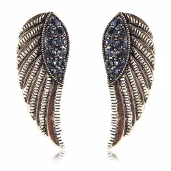 YaYi Gray Glass Rhinestone Earring Women's Fashion Ancient Gold Color Earrings gems Earrings For Women Girls E1013