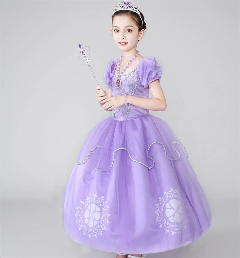 Kids Girls Princess Sofia Dress Rapunzel Dresses Ball Gown Long Party Dress Children Clothing Kids Halloween Cosplay Costume