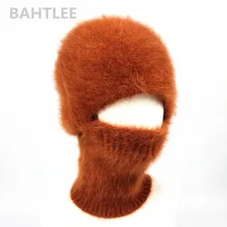 BAHTLEE-Winter Ski Mask Balaclava, Angora Rabbit Knitted Hat, Neck Warmer for Men or Women, Fleece Cap