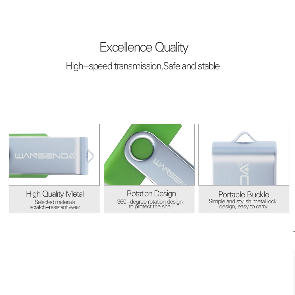 WANSENDA OTG USB Flash Drive 128GB Pen Drive for SmartPhone/PC 32GB 64GB 256GB External Storage Pendrive USB Memory Stick