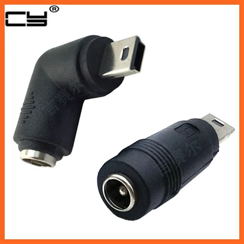تيار مستمر محول الطاقة DC5.5 * 2.1 مللي متر أنثى إلى USB صغير ذكر محول 90 درجة محول للهاتف والكمبيوتر اللوحي