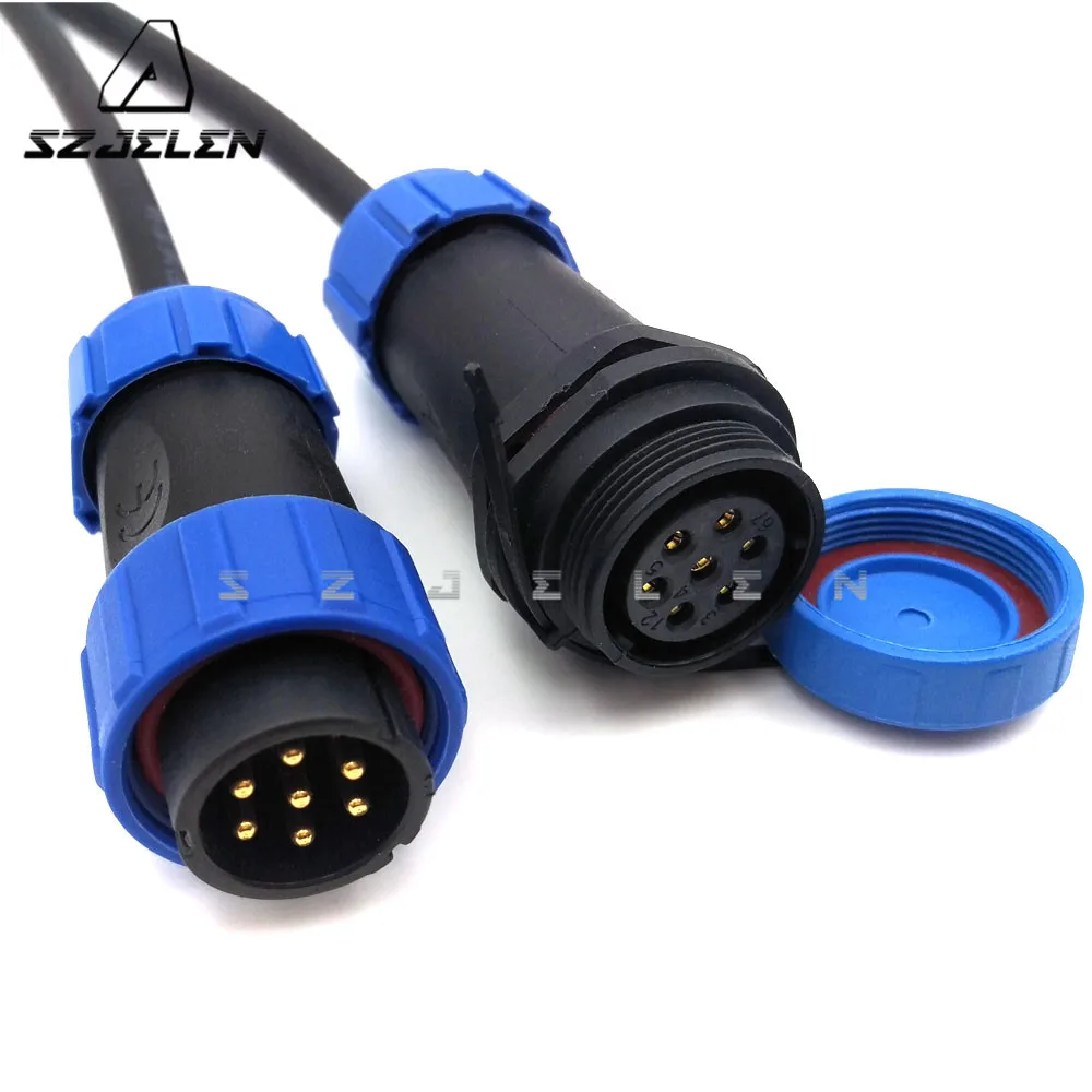 SP2110/SY2111, 6 Pin 7pin 8 Pin 9pin Waterproof Connector Plug & Socket, LED Power Wire Cable Connectors,  IP68, Current 30A