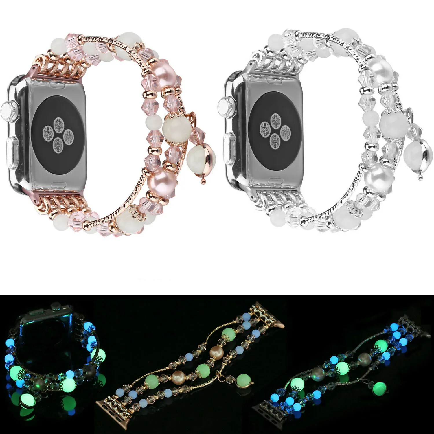 

Pearl Wristband Strap for Apple Watch Bands 44/42mm Series 4 3 2 1 Handmade Bracelet Women Girls Replacement 38mm 40mm Band