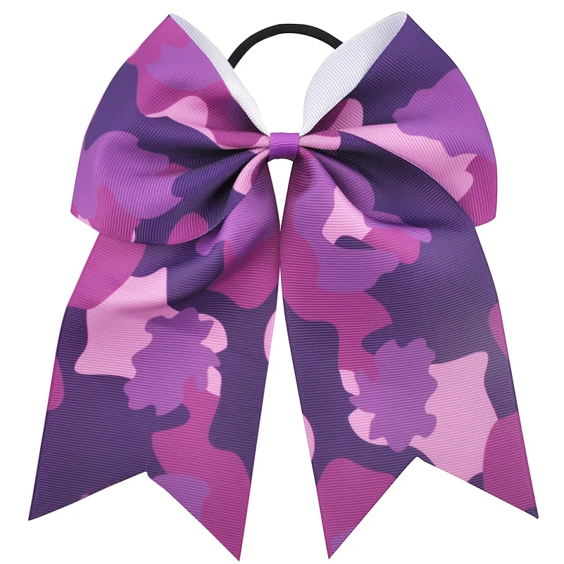 7 Inch Grote Camouflage Gedrukt Haar Boog Grosgrain Lint Strikken Elastische Band Paardenstaart Haar Houder Vrouwen/Meisjes Haar Accessoires